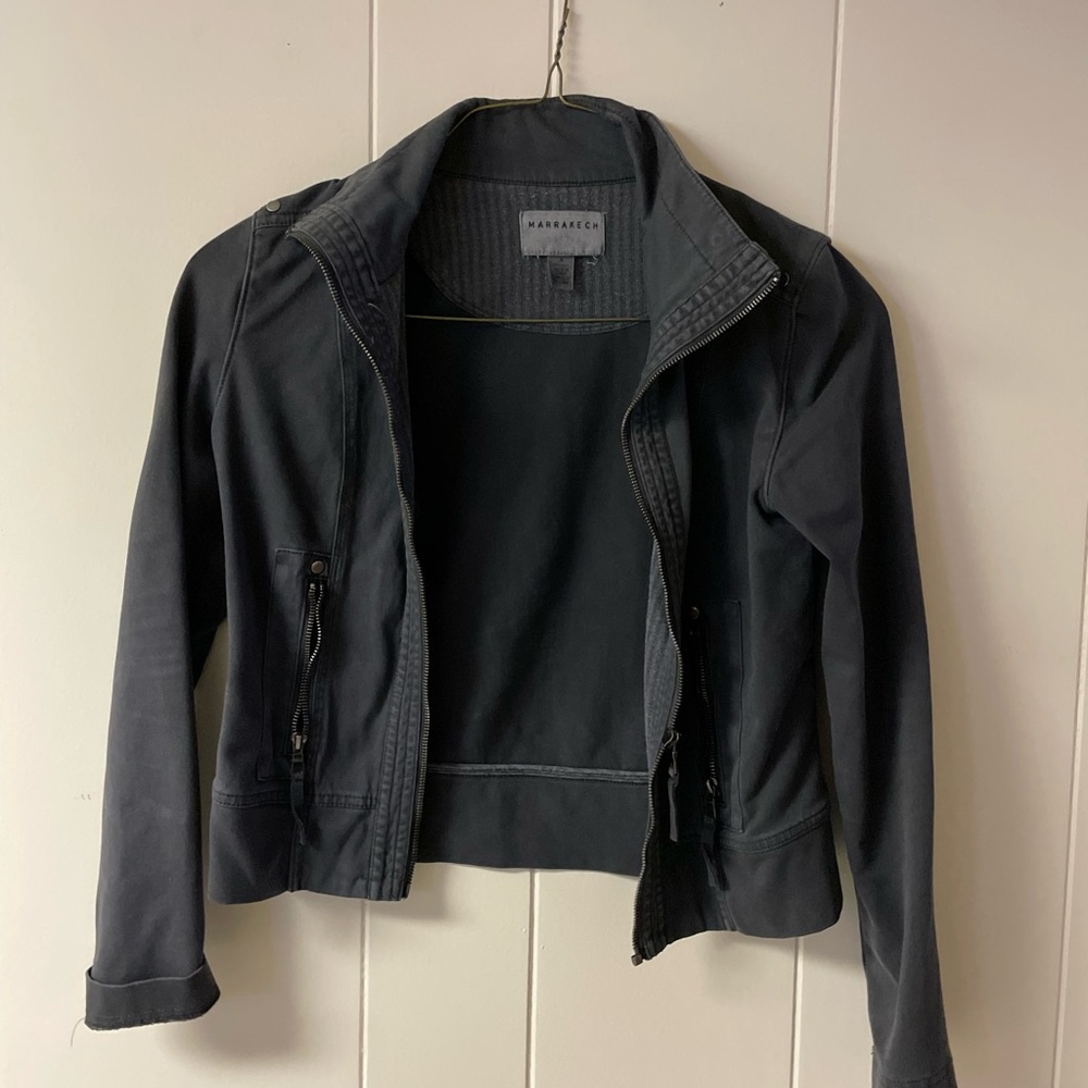 Dusty blue crop jacket anthropology